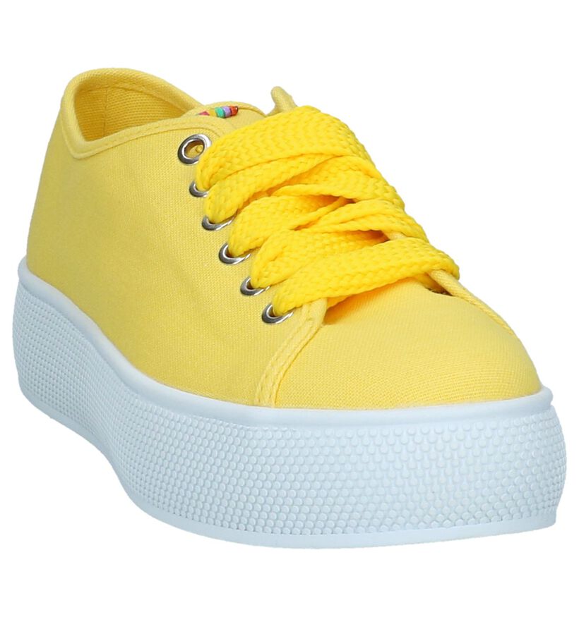 Gele Esprit Sneakers met Dikke Zolen in stof (221853)