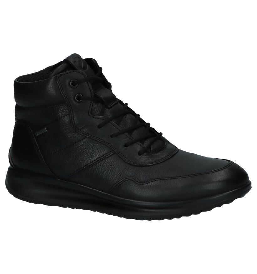 Zwarte Bottines met Rits/Veter ECCO Aquet in leer (232073)