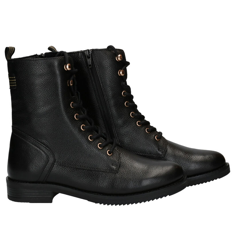 Poelman Boots à lacets en Noir en cuir (277414)