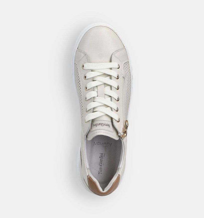 NeroGiardini Ecru Sneakers met Rits voor dames (369088) - geschikt voor steunzolen