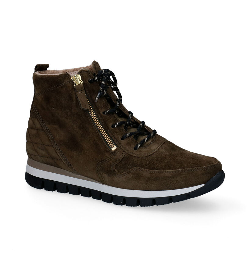 Gabor OptiFit Baskets hautes en Vert Kaki en daim (297233)