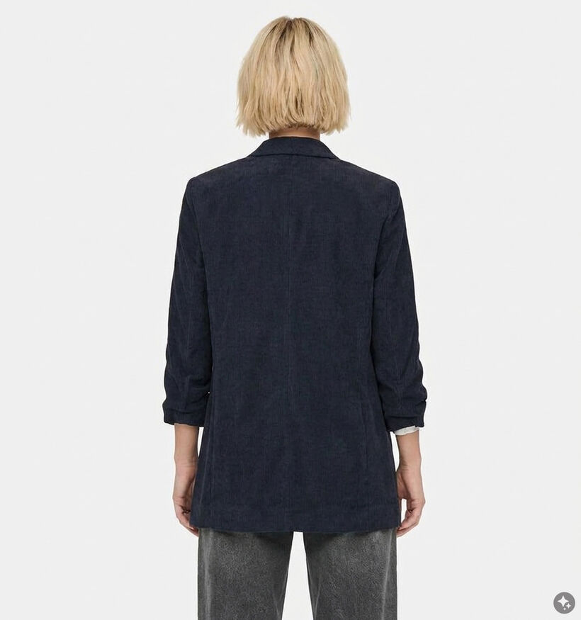 Pieces Bosella 3/4 Corduroy Blazer en Bleu fonc&eacute; pour femmes (382090)