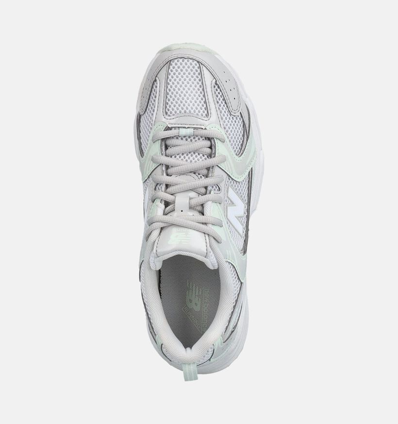 New Balance 530 Baskets basses en Blanc/Vert pour filles (375198) - pour semelles orthop&eacute;diques