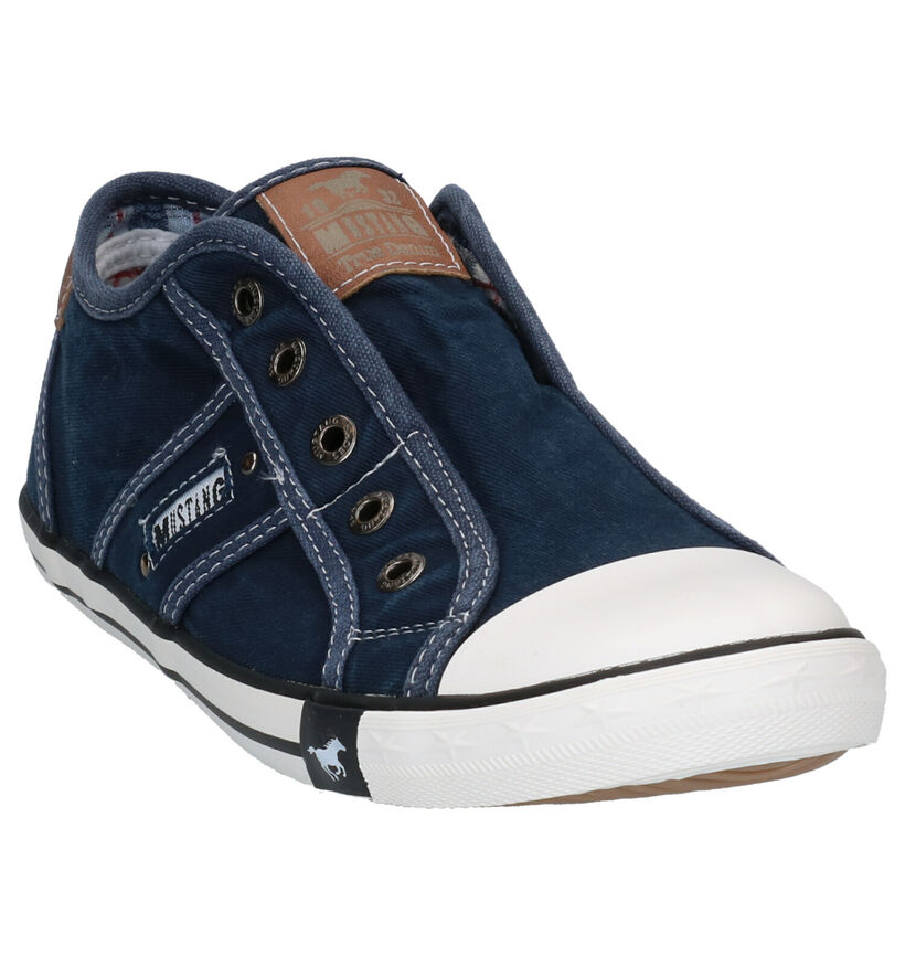 Mustang Slip-ons en Bleu foncé en textile (303683)