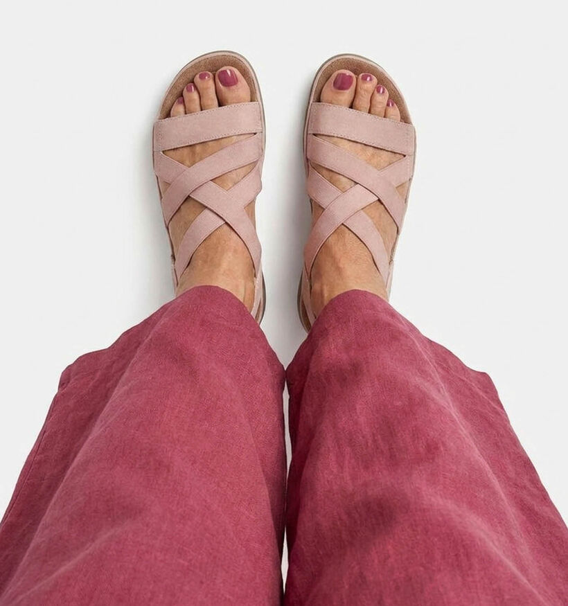 Rieker Antistress Sandales plates en Rose pour femmes (370451)