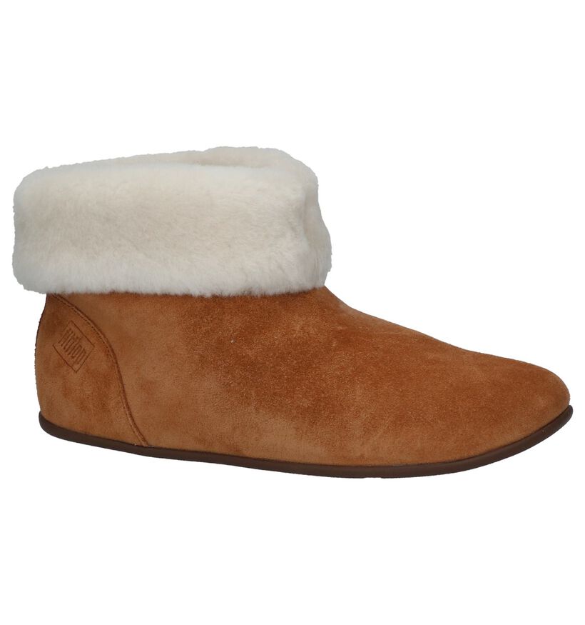 FitFlop Sarah Shearling Pantoufles en Cognac en daim (256046)