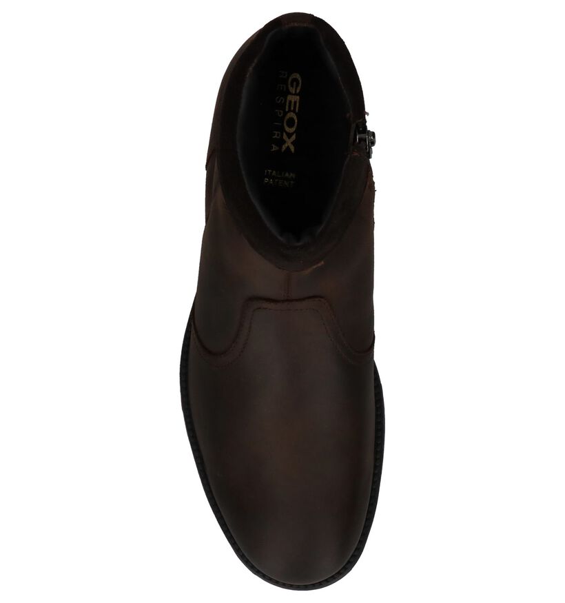 Donkerbruine Bottines met Rits Geox in leer (223074)