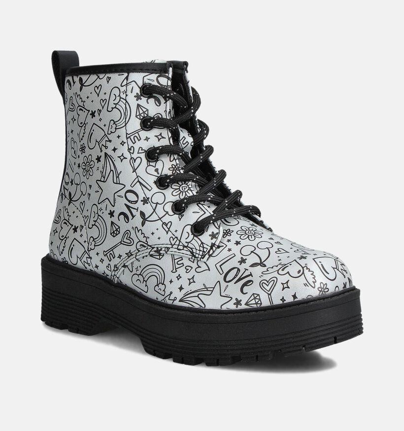 Skechers Gravlen Hi Doodle Down Boots à lacets en Blanc pour filles, garçons (360930)
