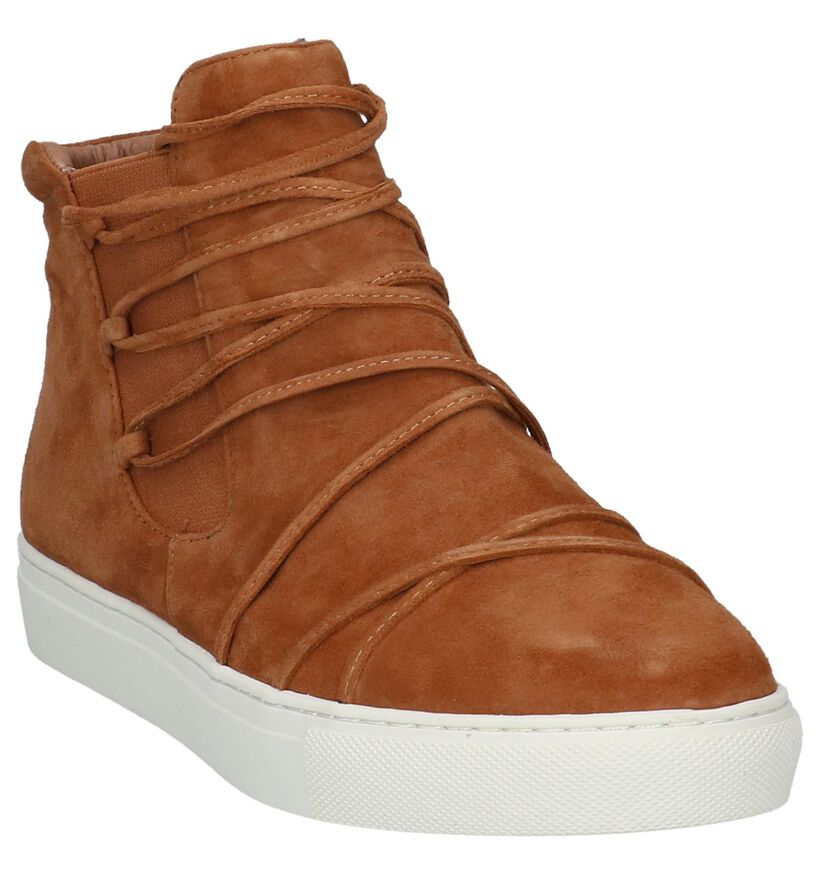 Youh! Boots met Rits/Veter Cognac in daim (201212)
