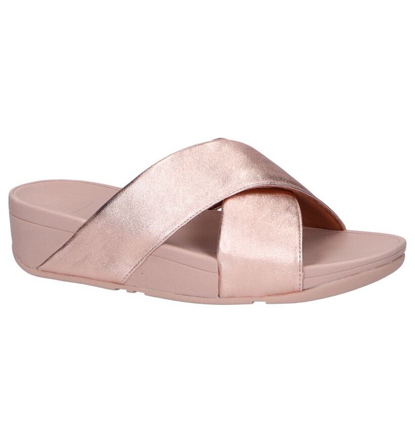 Rose Golden Slippers FitFlop Lulu Slide in leer (252178)