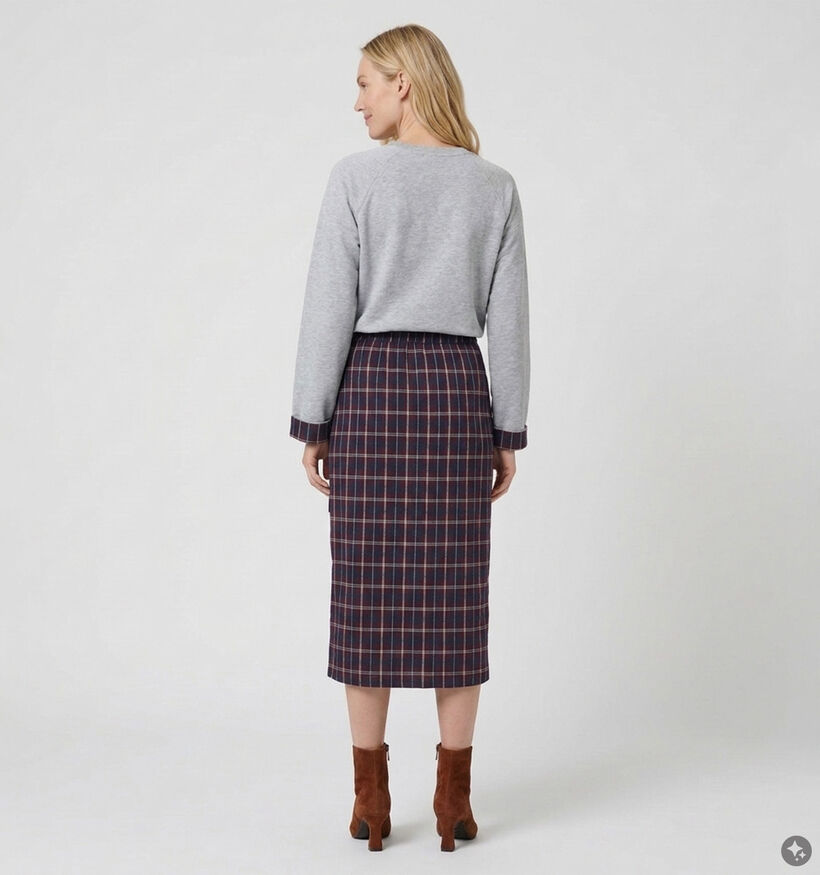 Vila Relle Checked Long Donkerblauwe Geruite Rok voor dames (382042)