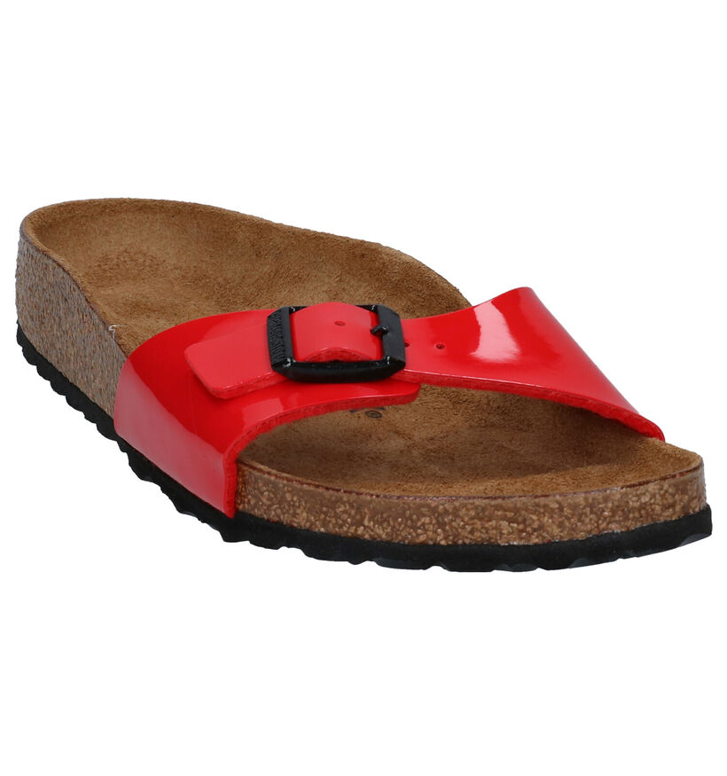 Birkenstock Madrid Rode Slippers in kunstleer (322644)