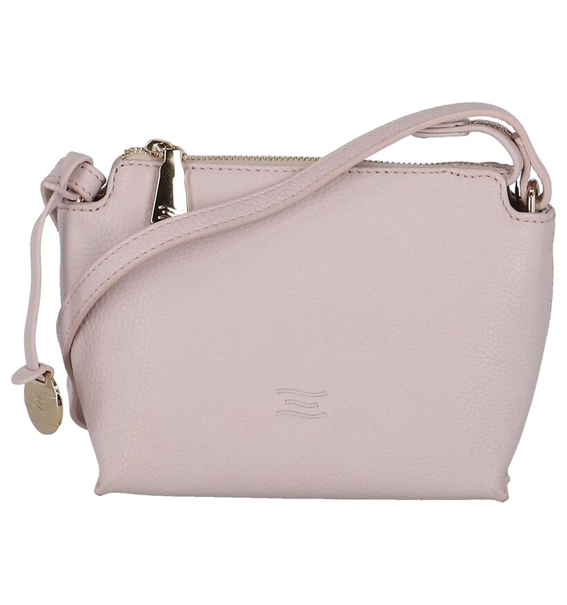 Lichtroze Crossbody Tas Crinkles in leer (248217)