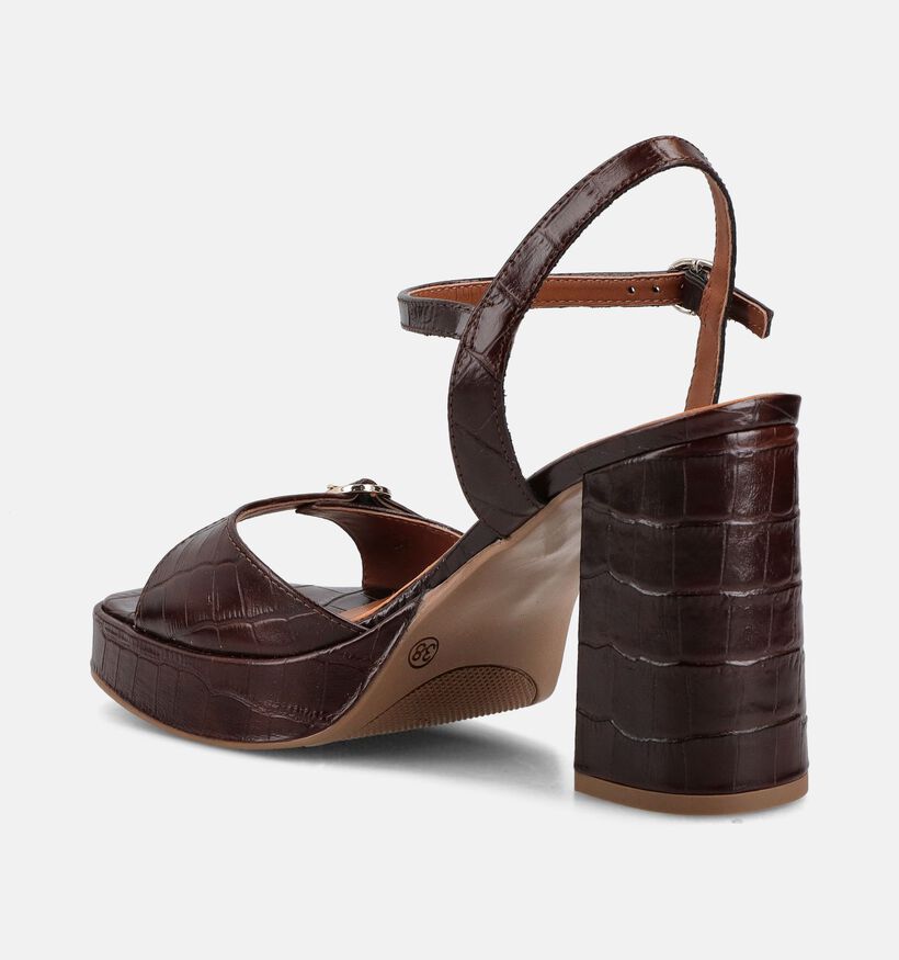 Laurent David Croco Sandales &agrave; talons en Brun fonc&eacute; pour femmes (373546)