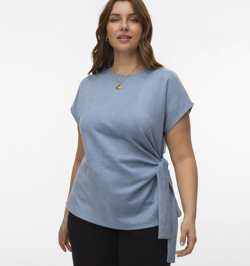 Vero Moda Curve Bella Faux Suede Blauwe T-shirt voor dames (375034)