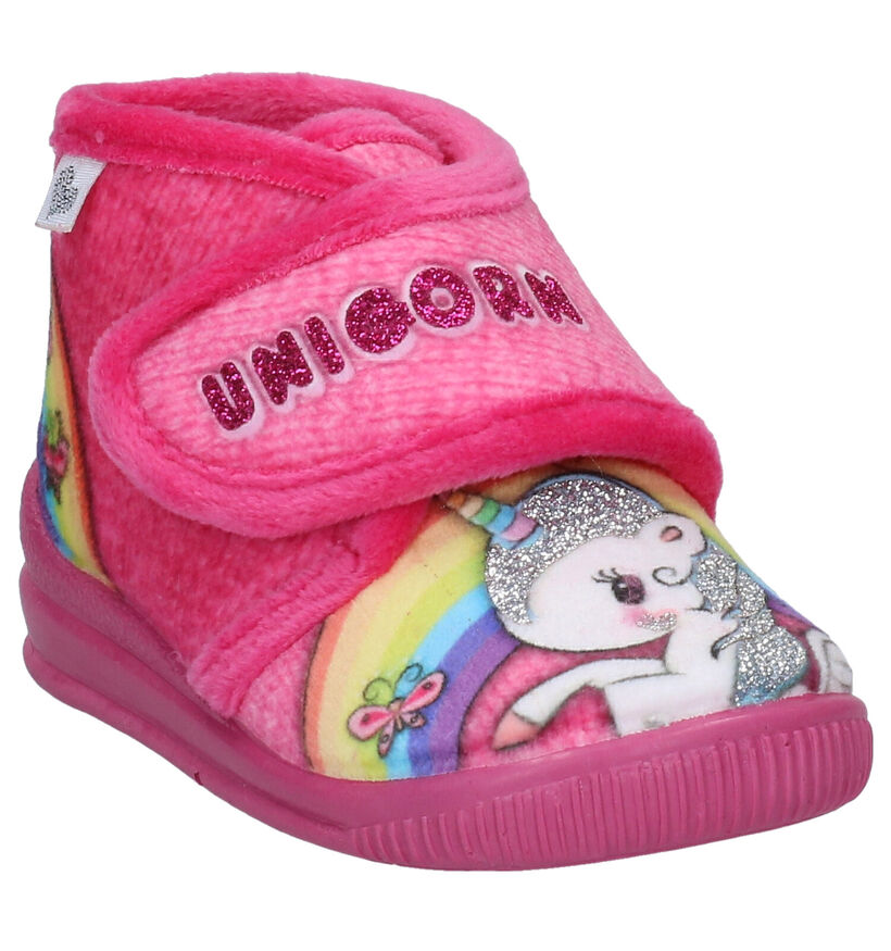 Milo & Mila Roze Pantoffels in stof (278463)