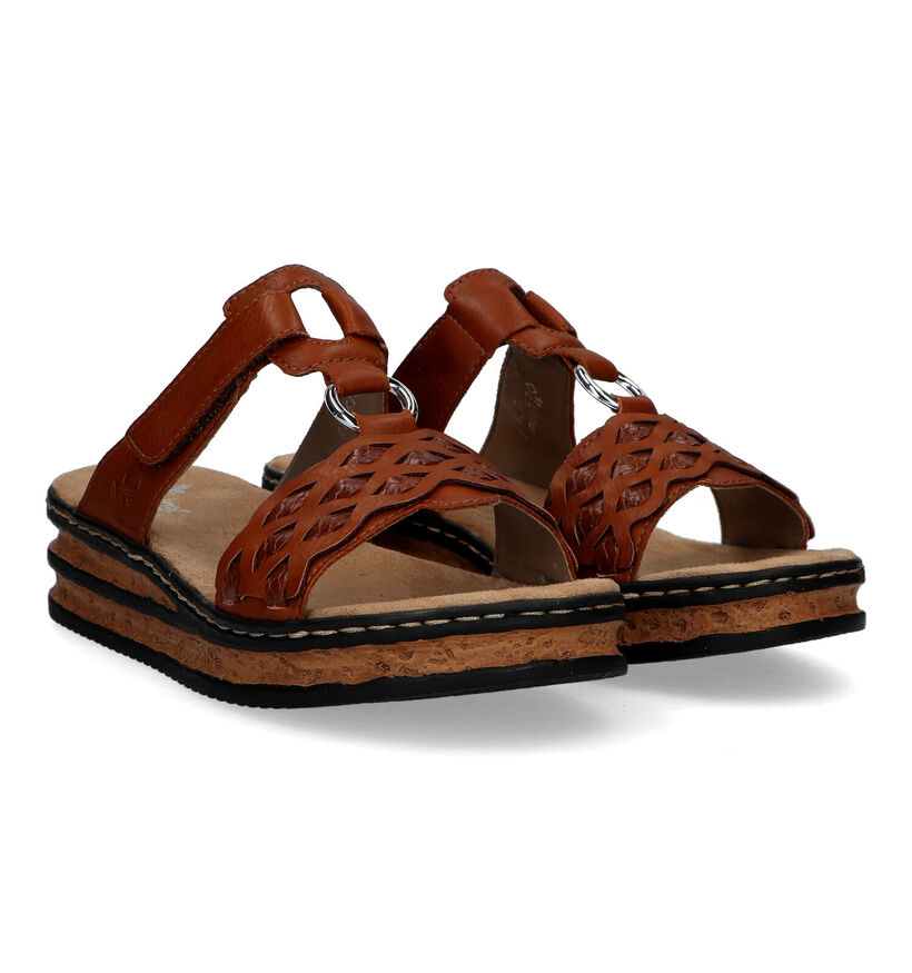 Rieker Cognac Slippers met sleehak voor dames (354946)
