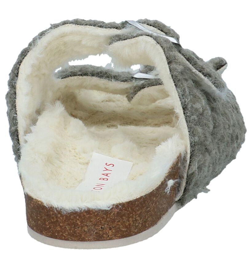 Hampton Bays Pantoufles ouvertes en Gris en faux fur (232365)
