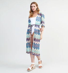 Vila Misso Kimono Cardigan crochet en Bleu (330967)