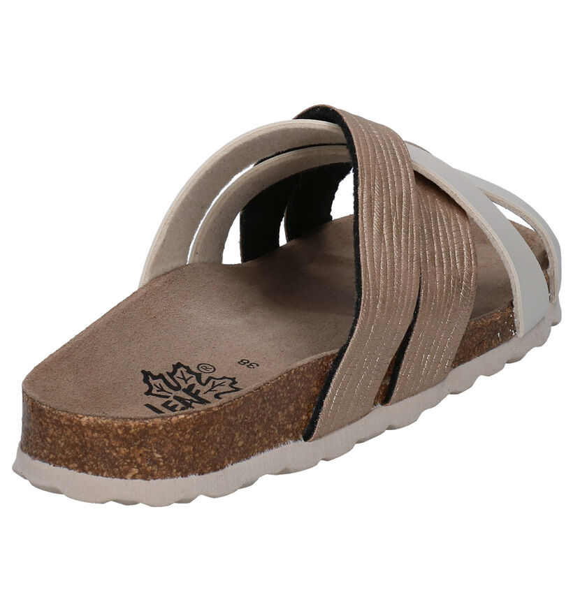 Big Leaf Nu-pieds plates en Taupe en simili cuir (292597)