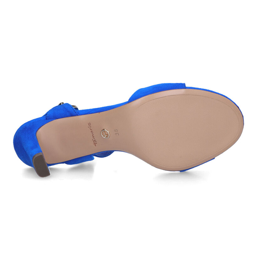 Tamaris Sandales à talons en Bleu en textile (322269)
