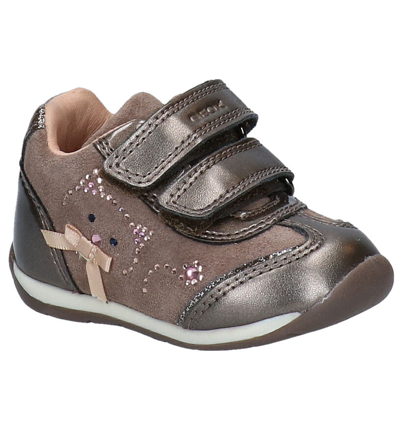 Geox Each Bronzen Velcroschoenen in daim (278282)