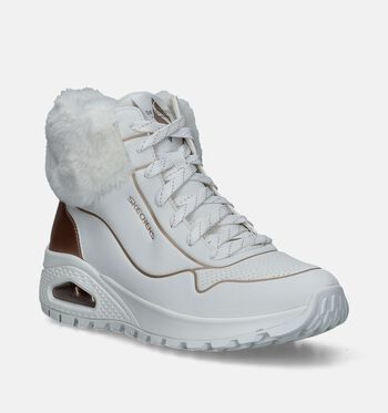 Skechers Uno High Sneakers Wit/Bruin/Taupe
