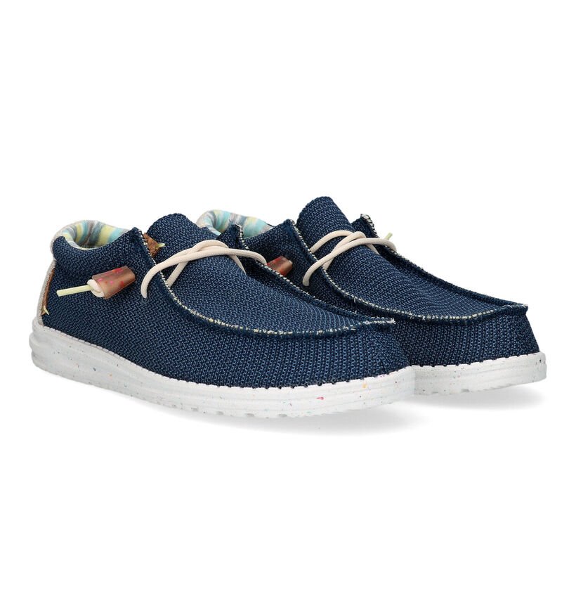 HEYDUDE Wally Eco Strech Mocassins en Bleu pour hommes (324852) - pour semelles orthopédiques