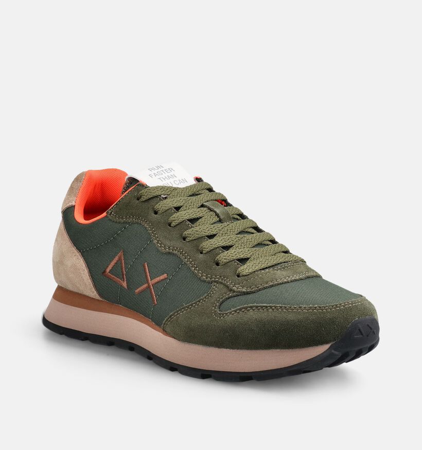 Sun68 Tom Chaussures plates en Vert kaki/Multi pour hommes (379400) - pour semelles orthop&eacute;diques