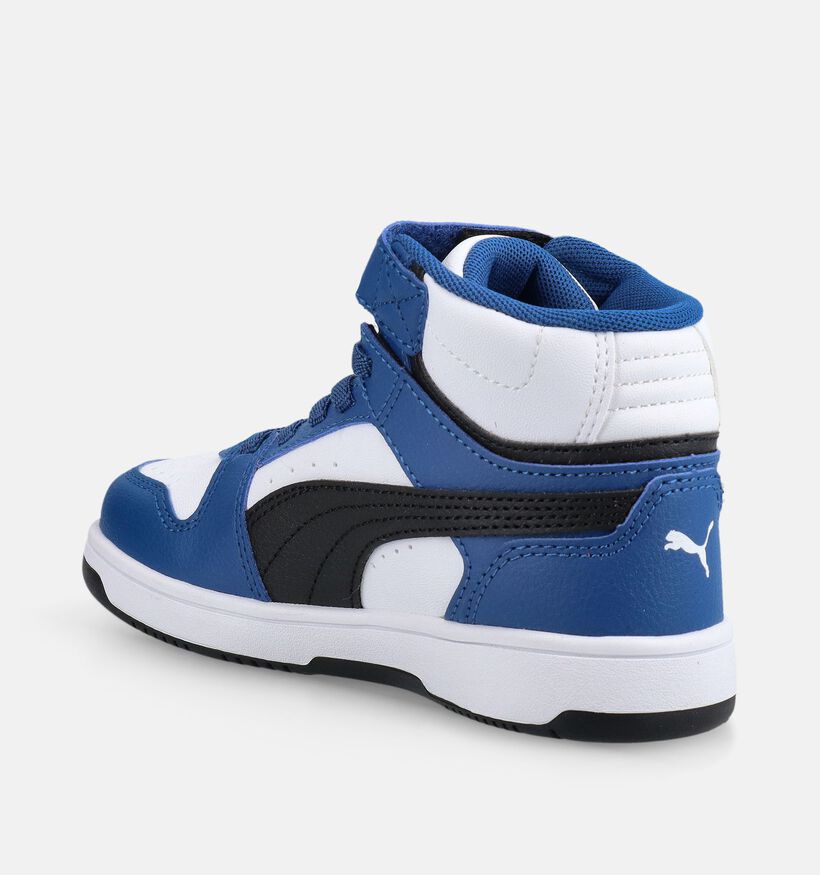 Puma Rebound Slam Mid Blauwe/Witte Sneakers Hoog voor jongens (375575) - geschikt voor steunzolen