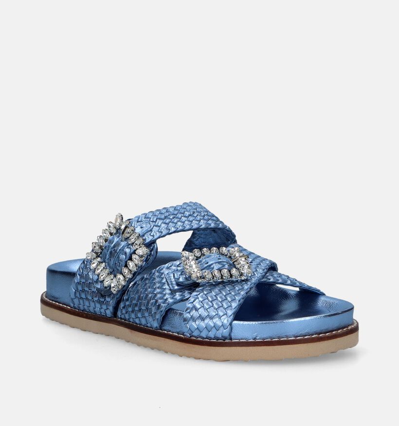 Inuovo Blauwe Metallic Slippers voor dames (341523)