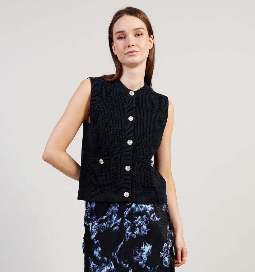 JDY Stella Blauwe Mouwloze Gilet Gouden Knopen voor dames (362437)