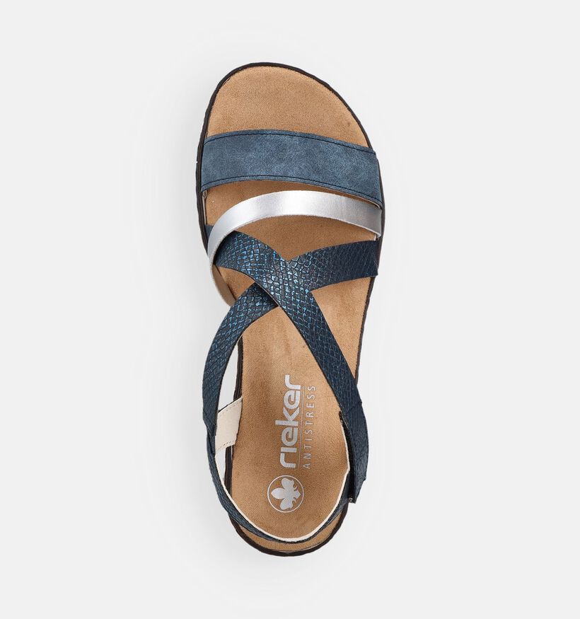 Rieker Sandales compens&eacute;es en Bleu pour femmes (370430)