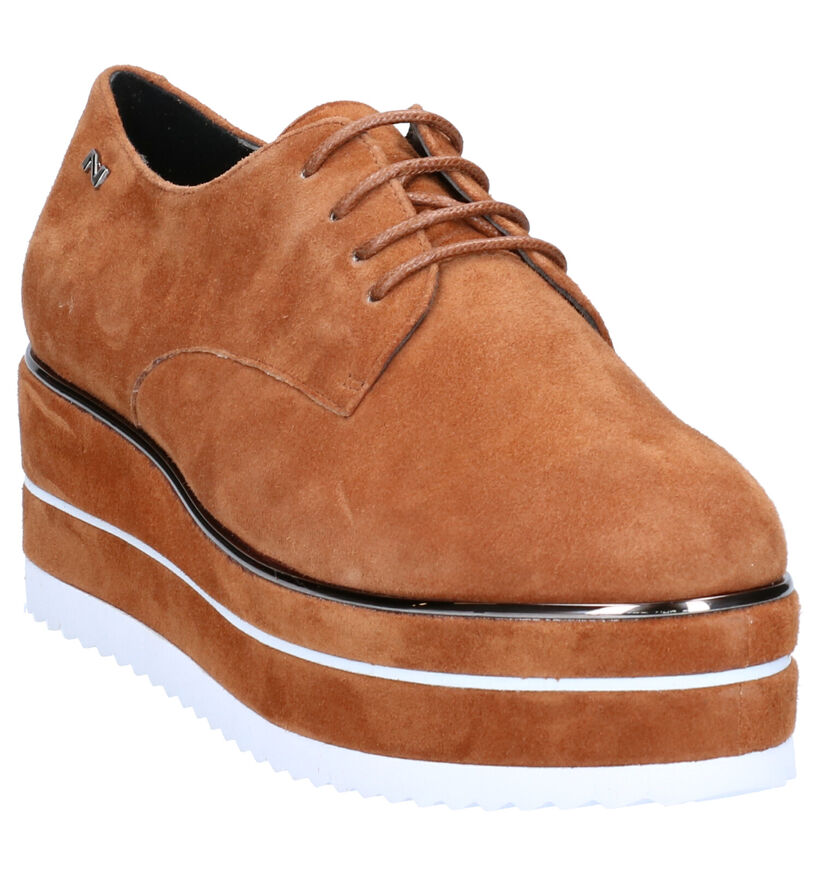 Nathan-Baume Cognac Veterschoenen in daim (262318)