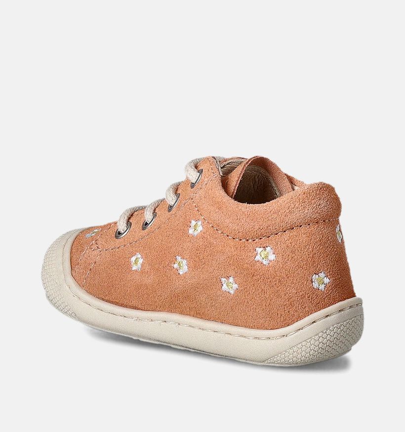 Naturino Cocoon Suede Embroidery Oranje Babyschoentjes voor meisjes (355321) - geschikt voor steunzolen