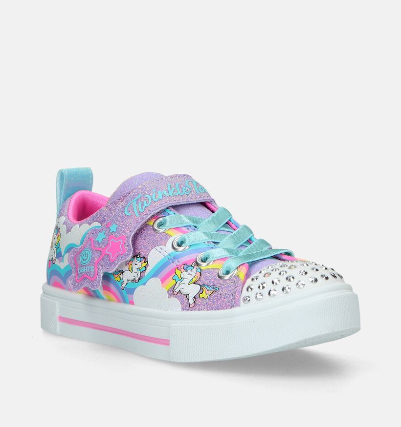 Skechers Twinkle Sparks Jumpin'Clouds Baskets en Rose pour filles (335729)