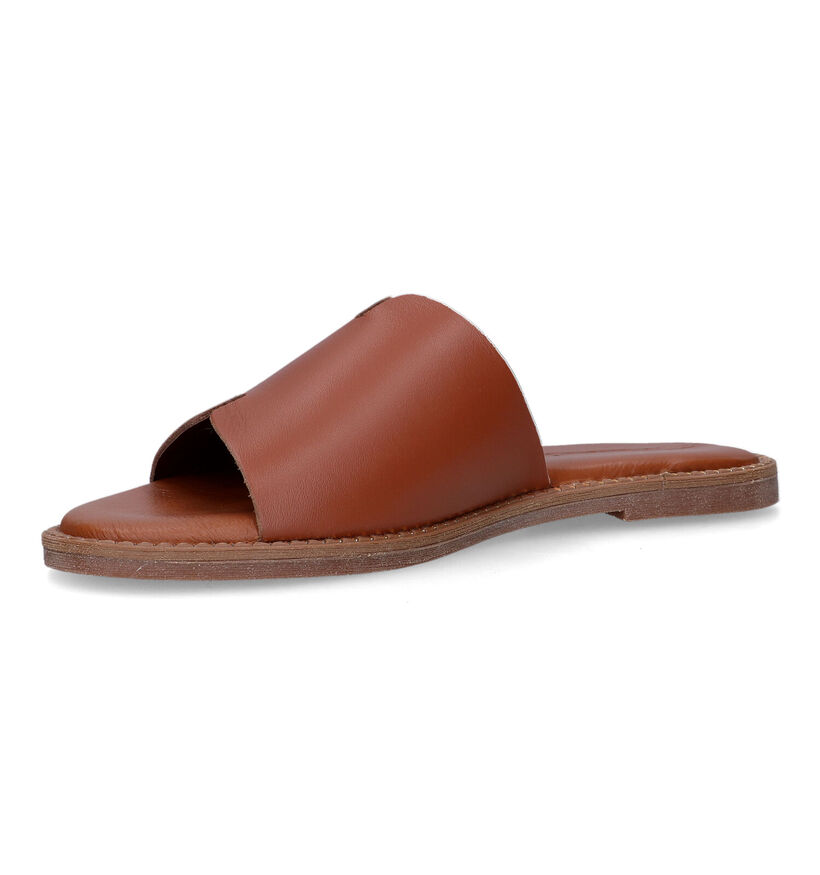 Tamaris Groene Platte slippers in leer (335495)
