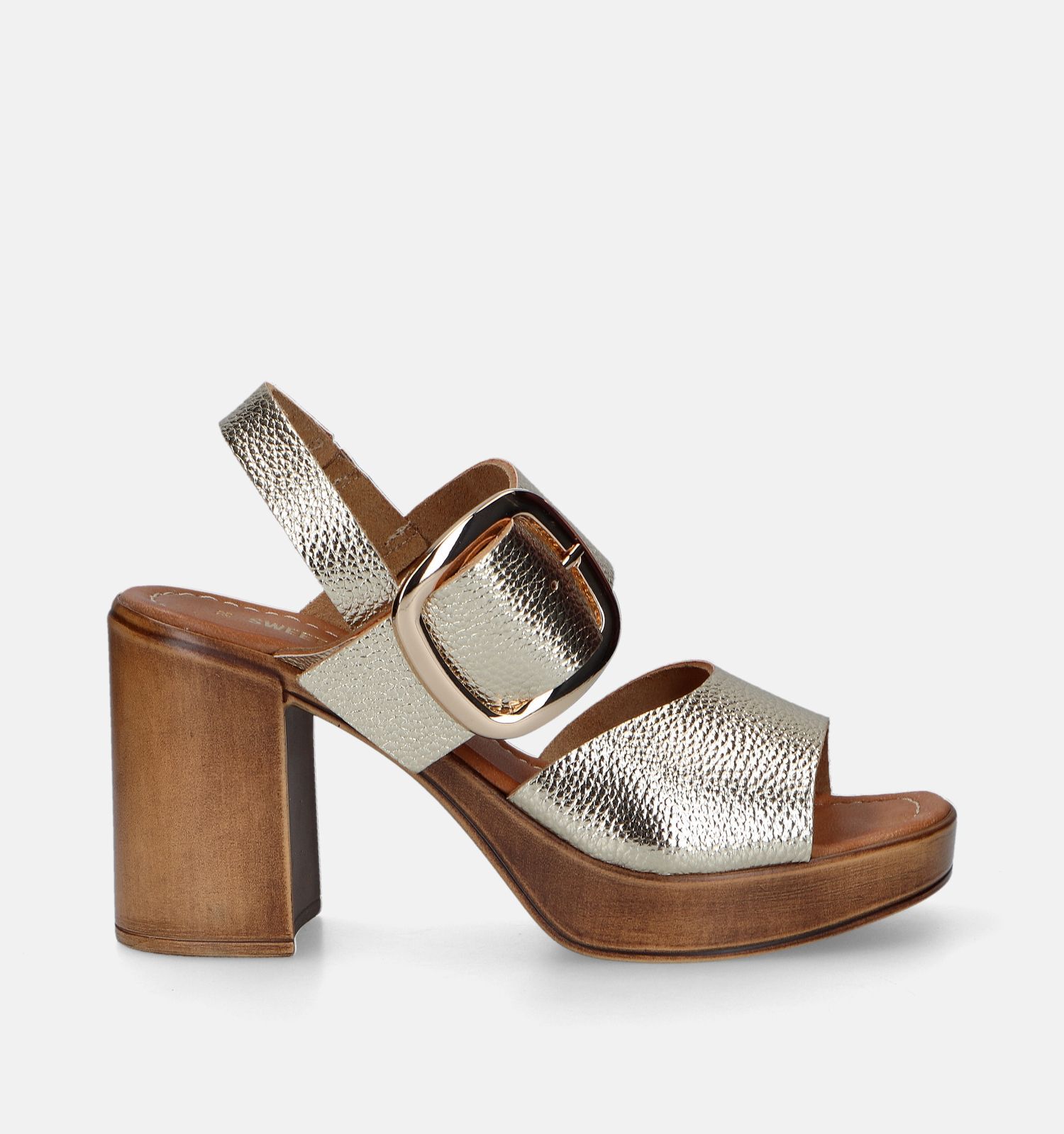 Sweet Lemon Lexine Sandales avec talon carre en Or Femmes Sandales en ligne sur TORFS.BE
