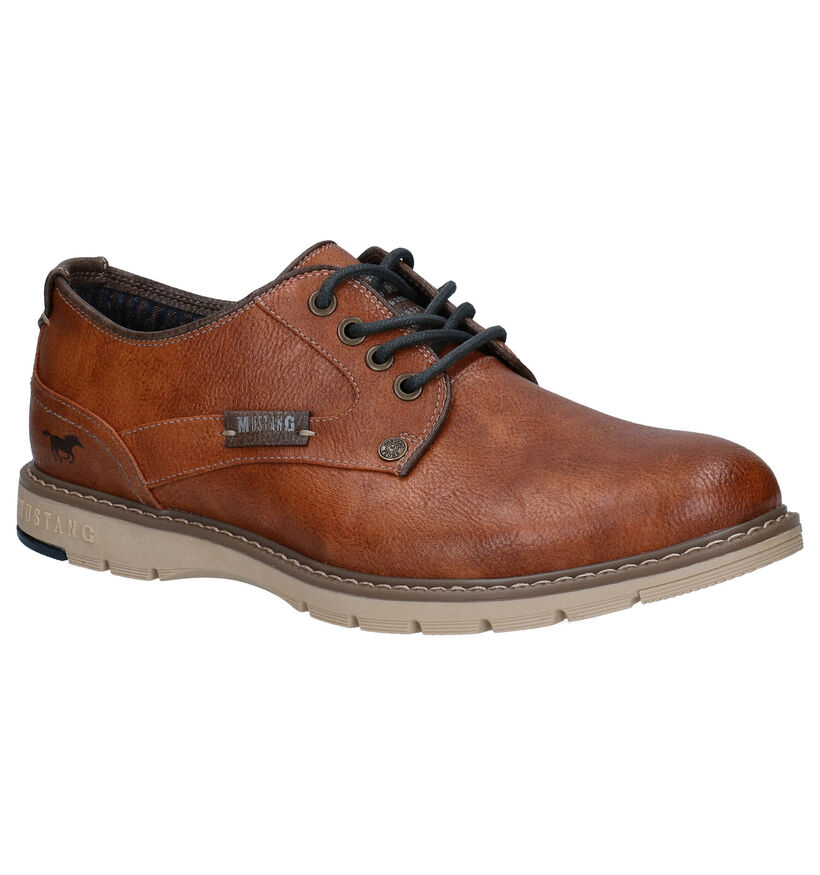 Mustang Cognac Veterschoenen in kunstleer (277290)