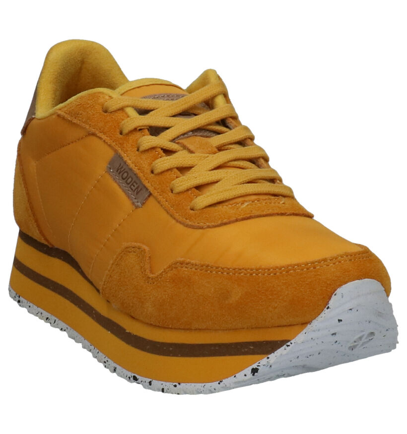 Woden Nora II Chaussures à lacets en Jaune en textile (254194)