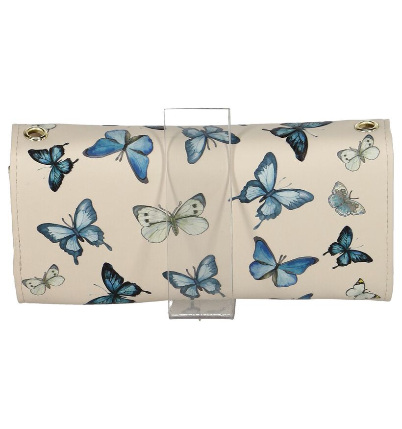 Lichtbeige Clutch Tasje Shagwear Butterflies in kunstleer (232857)
