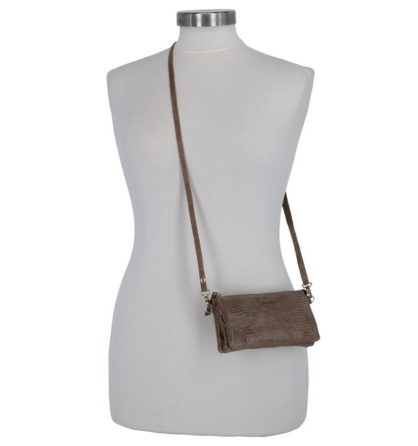 Via Limone Lizard Zwart Crossbody Tasje in nubuck (270746)