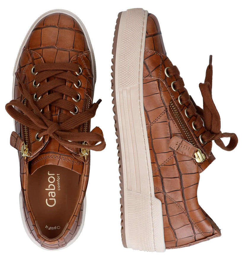 Gabor OptiFit Cognac Veterschoenen in leer (297404)