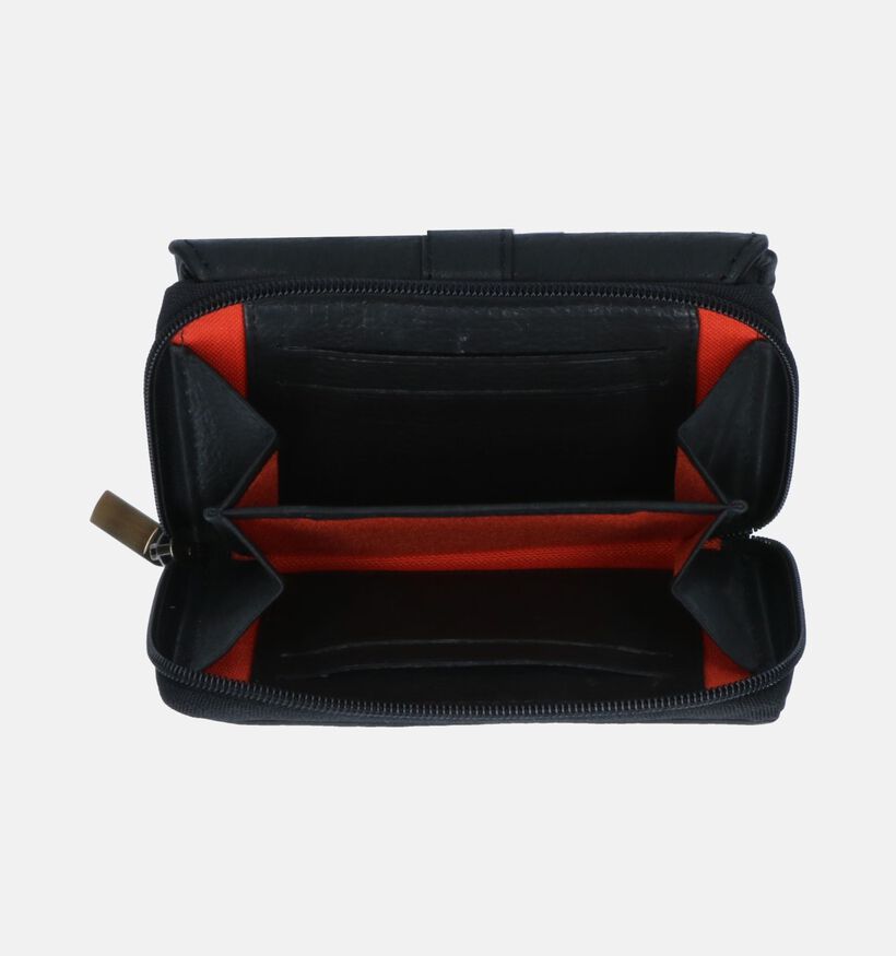 Euro-Leather Zwarte Overslagportemonnee voor dames (348801)