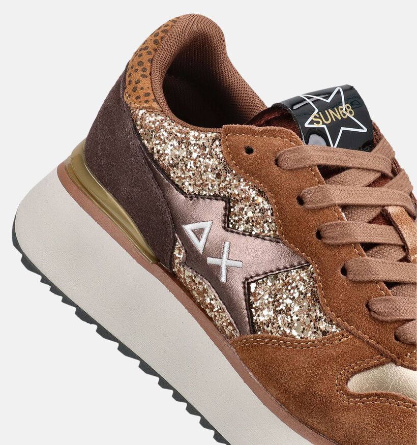 Sun68 Big Stargirl Glitter Bruine/Gouden Veterschoenen voor dames (379720) - geschikt voor steunzolen