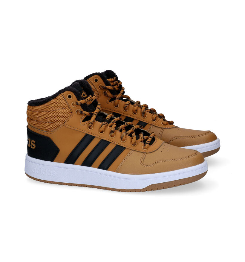 adidas Hoops 2.0 Mid Witte Sneakers in daim (290816)