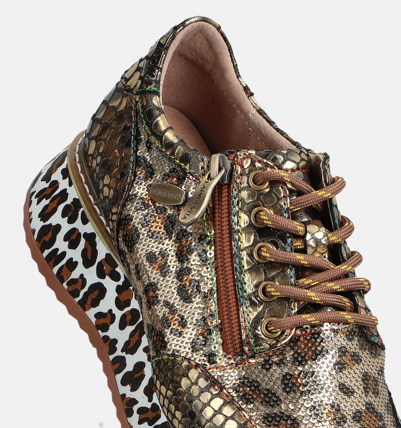 Laura Vita Delphine Leopard Chaussures à lacets en Or pour femmes (364974) - pour semelles orthopédiques