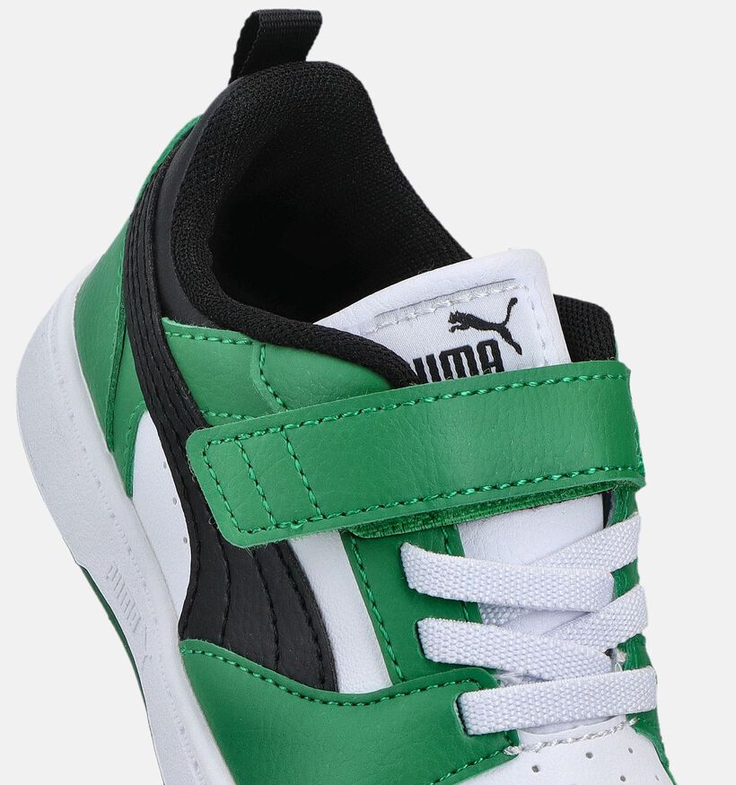 Puma Rebound V6 Groene Sneakers voor jongens, meisjes (366655) - geschikt voor steunzolen