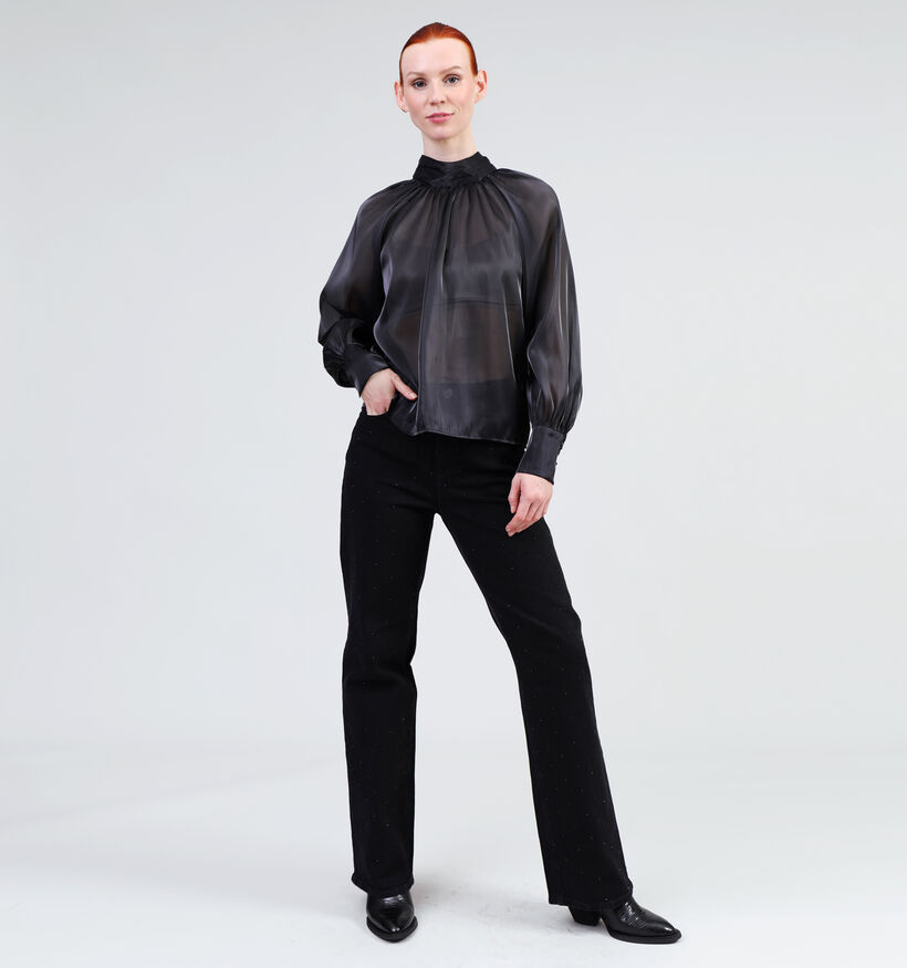 JDY Dani Zwarte Satijnen blouse voor dames (348628)