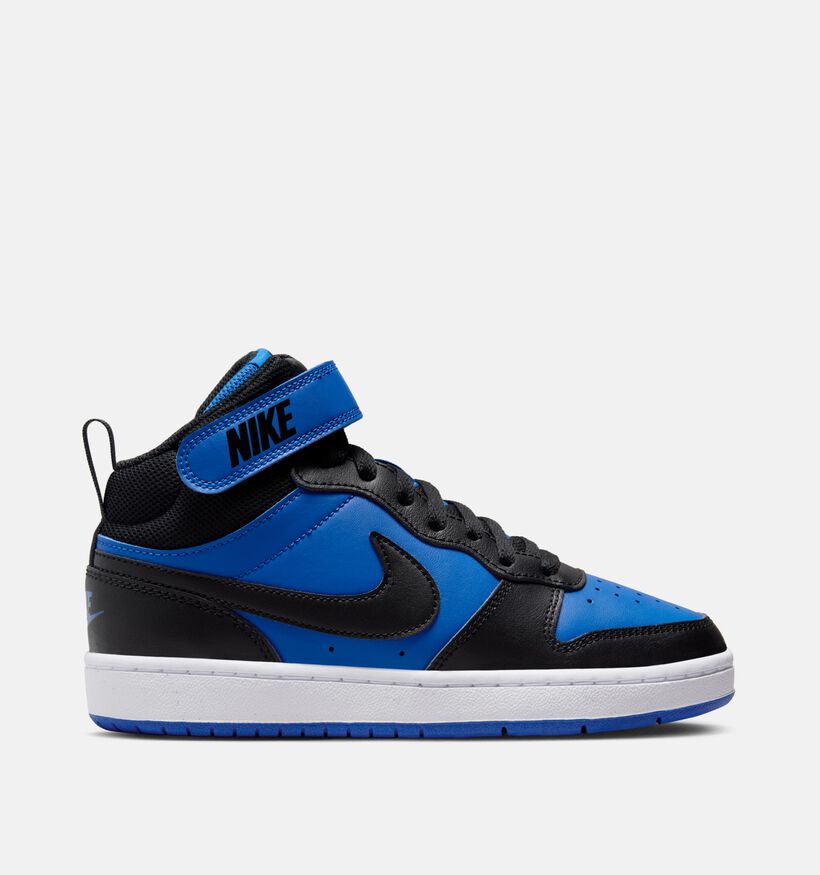 Nike Court Borough Mid 2 Baskets montantes en Bleu/Noir pour garçons, filles (359804) - pour semelles orthopédiques